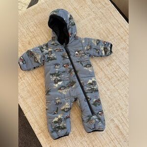BURTON Infant Snowsuit Bunting Outdoor Fishing Scene 3-6 Months Blue Dry Ride